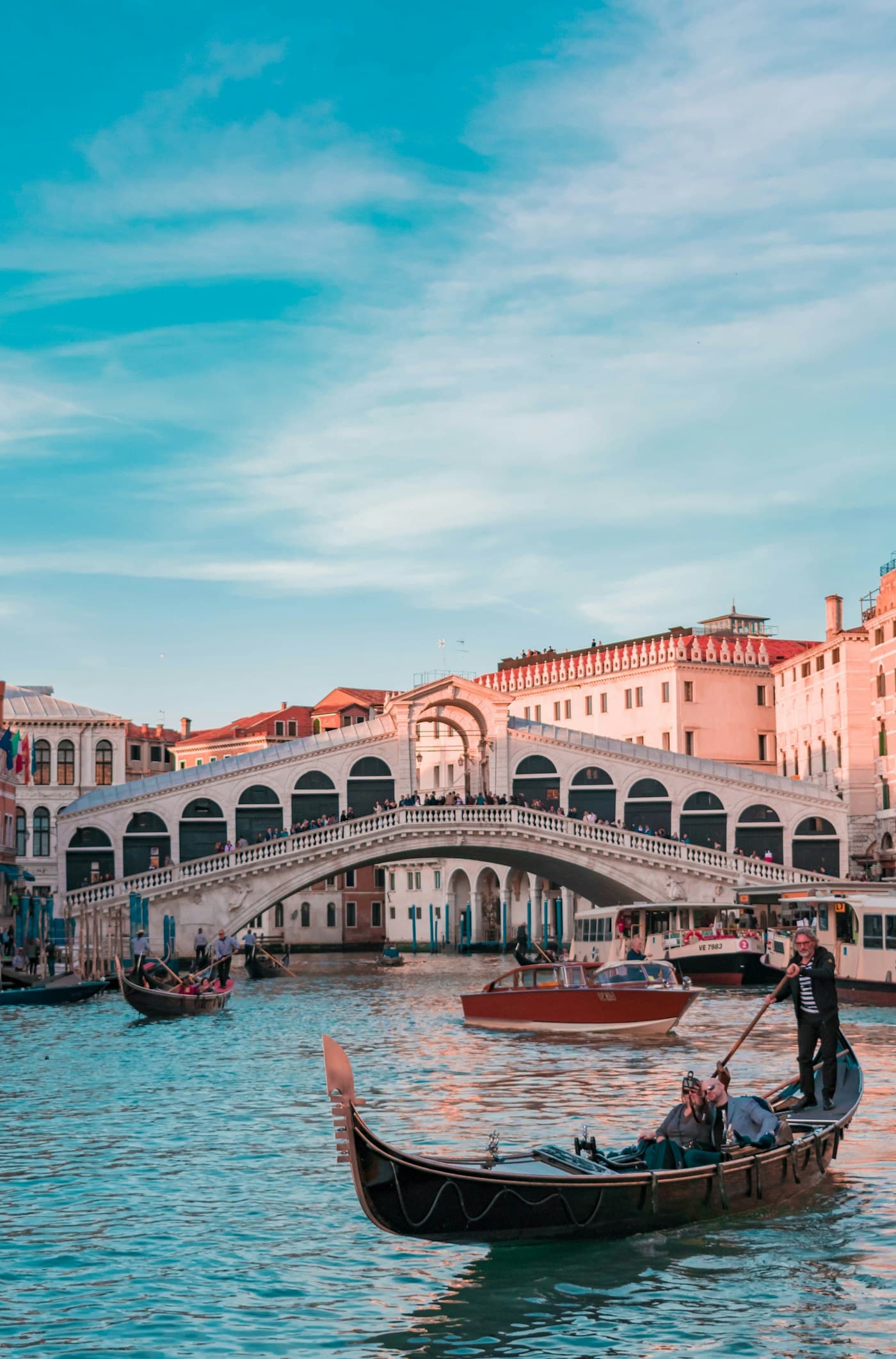 Venice canals and gondolas